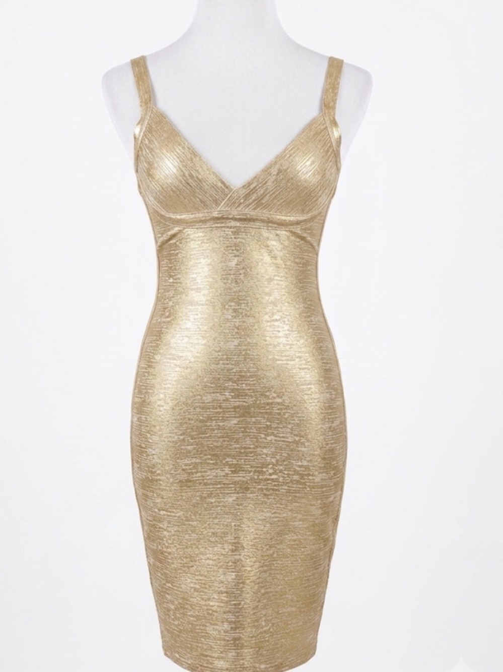 Gold Midi Dress with Spaghetti Straps